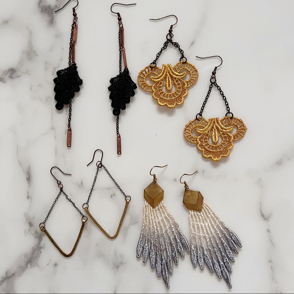 4 piece lot of hand-made earrings
